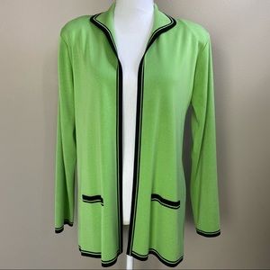 Exclusively Misook Green Black Open Front Jacket M